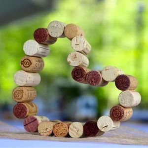 Cork heart wedding decor rustic wine cork hearts